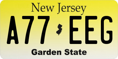NJ license plate A77EEG