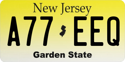 NJ license plate A77EEQ
