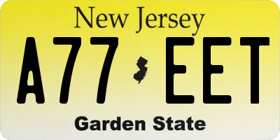 NJ license plate A77EET