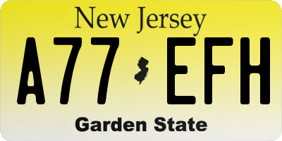 NJ license plate A77EFH