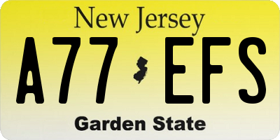 NJ license plate A77EFS