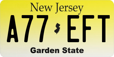 NJ license plate A77EFT