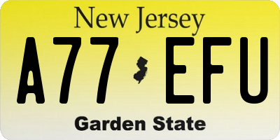 NJ license plate A77EFU