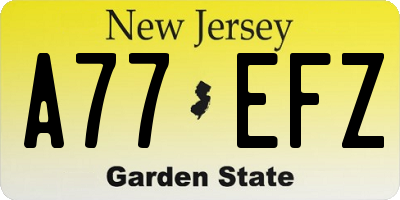 NJ license plate A77EFZ