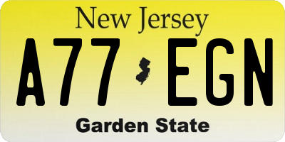 NJ license plate A77EGN