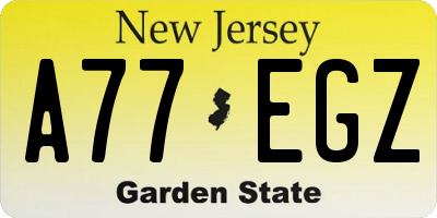 NJ license plate A77EGZ