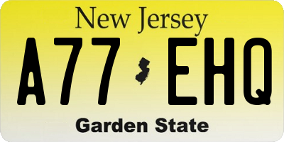 NJ license plate A77EHQ