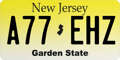 NJ license plate A77EHZ
