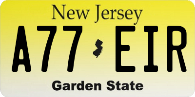 NJ license plate A77EIR