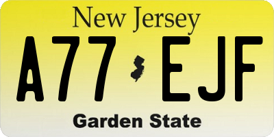 NJ license plate A77EJF