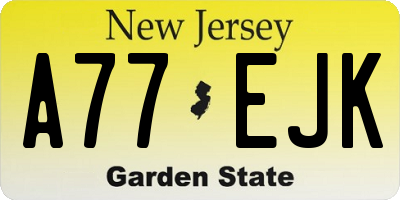 NJ license plate A77EJK