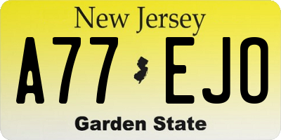 NJ license plate A77EJO