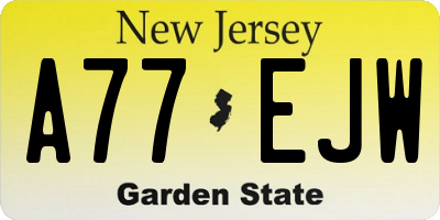 NJ license plate A77EJW