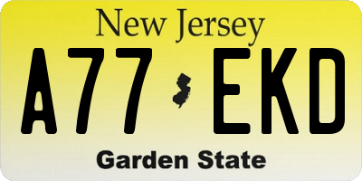 NJ license plate A77EKD