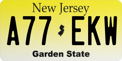 NJ license plate A77EKW