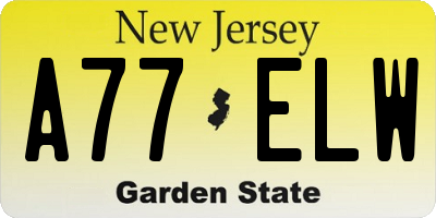 NJ license plate A77ELW