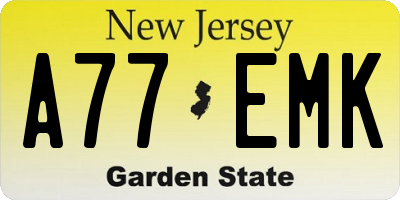 NJ license plate A77EMK