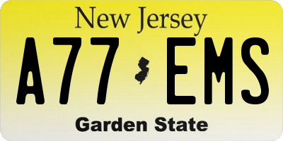 NJ license plate A77EMS
