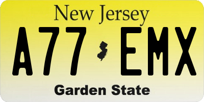 NJ license plate A77EMX