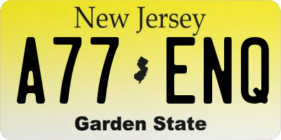 NJ license plate A77ENQ