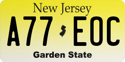 NJ license plate A77EOC