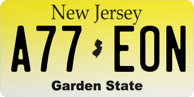 NJ license plate A77EON