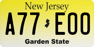 NJ license plate A77EOO