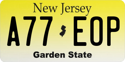 NJ license plate A77EOP