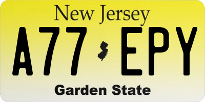 NJ license plate A77EPY