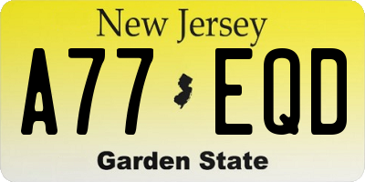 NJ license plate A77EQD