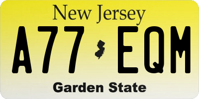 NJ license plate A77EQM