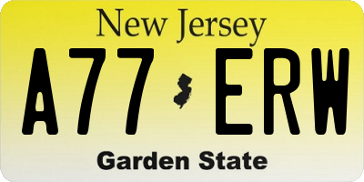NJ license plate A77ERW
