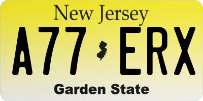 NJ license plate A77ERX