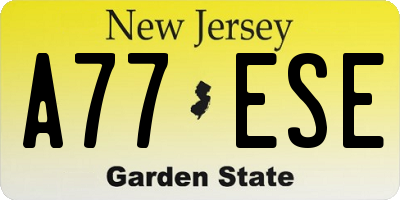 NJ license plate A77ESE