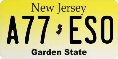 NJ license plate A77ESO