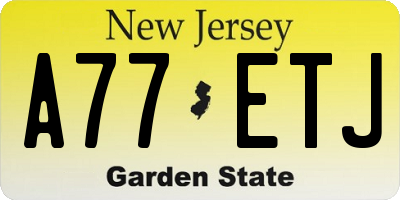 NJ license plate A77ETJ