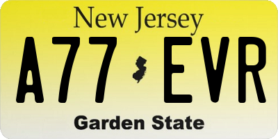 NJ license plate A77EVR