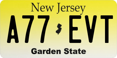 NJ license plate A77EVT