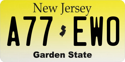 NJ license plate A77EWO