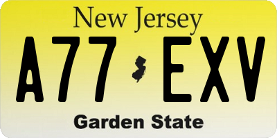 NJ license plate A77EXV