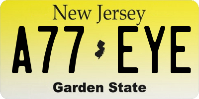 NJ license plate A77EYE