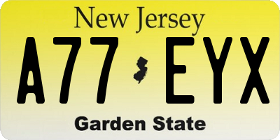 NJ license plate A77EYX