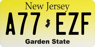 NJ license plate A77EZF