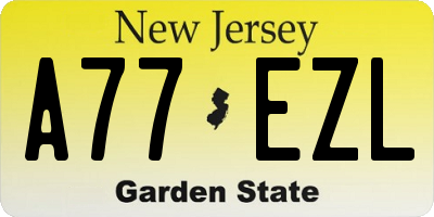 NJ license plate A77EZL