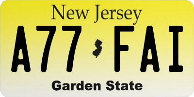 NJ license plate A77FAI