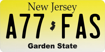 NJ license plate A77FAS