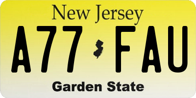 NJ license plate A77FAU