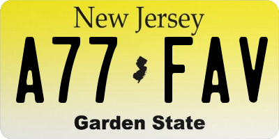 NJ license plate A77FAV