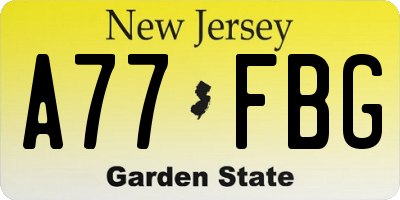 NJ license plate A77FBG