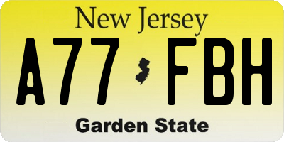NJ license plate A77FBH